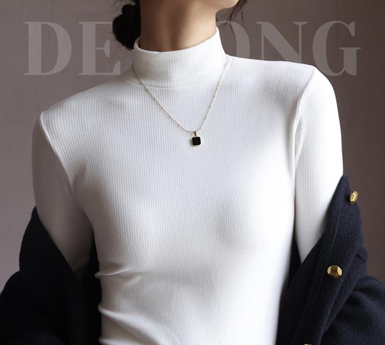 Рубашка из немецкого бархата с длинными рукавами и воротником средней высоты для женщин — идеально подходит для осени и зимы