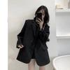 Черный Пиджак Блейзер Высокого Класса Женский Весенне-Осенний Большого Размера Свободный и Тонкий Блейзер Кардиган Топ
