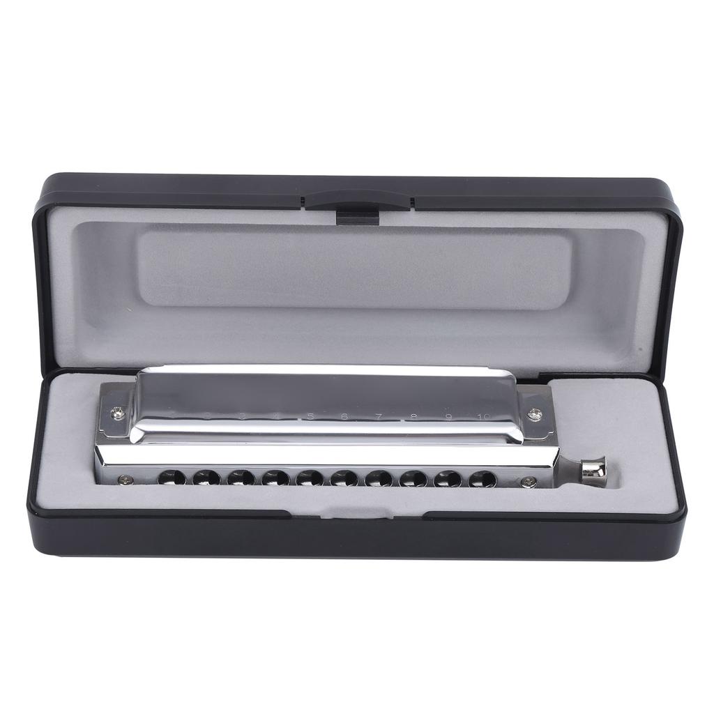 Хроматическая губная гармошка 10 отверстий 40 тонов двухсторонняя полифоническая игра губной орган серебристый