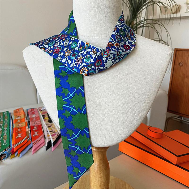 Long Mulberry Silk Scarf Bag Tie Lady Neck Skinny Scarves Hairband Foulard Giraffe Print Brand Lady Neckerchief Ribbon