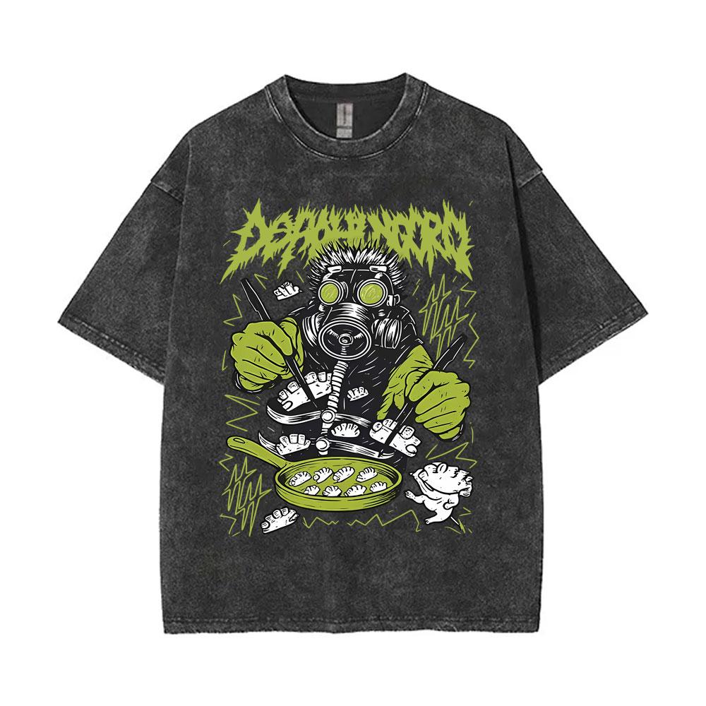 Washed Vintage Anime Dorohedoro Ebisu Noi Nikaido Kaiman Graphic T Shirt Men Casual Cotton Tshirt Male Gothic Horror Streetwear