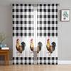 Farm Rooster Black And White Plaid Sheer Curtains For Living Room Bedroom Home Decor Kitchen Tulle For Windows Voile Drapes