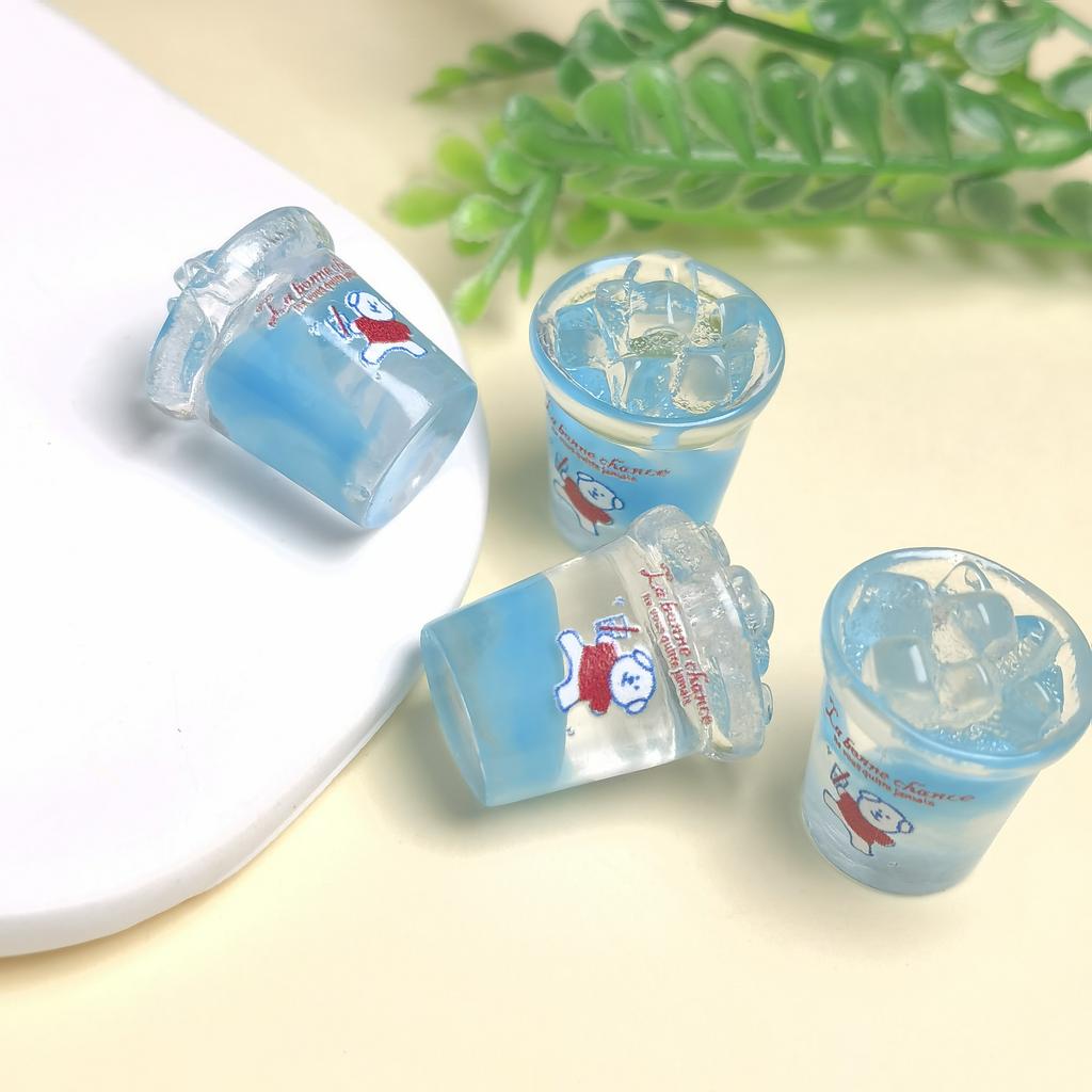100pcs Kawaii Simulation Milk Bottle Ice Drink Resin Cabochon Mini Crafts For DIY Kitchen Toys Doll House Accessories