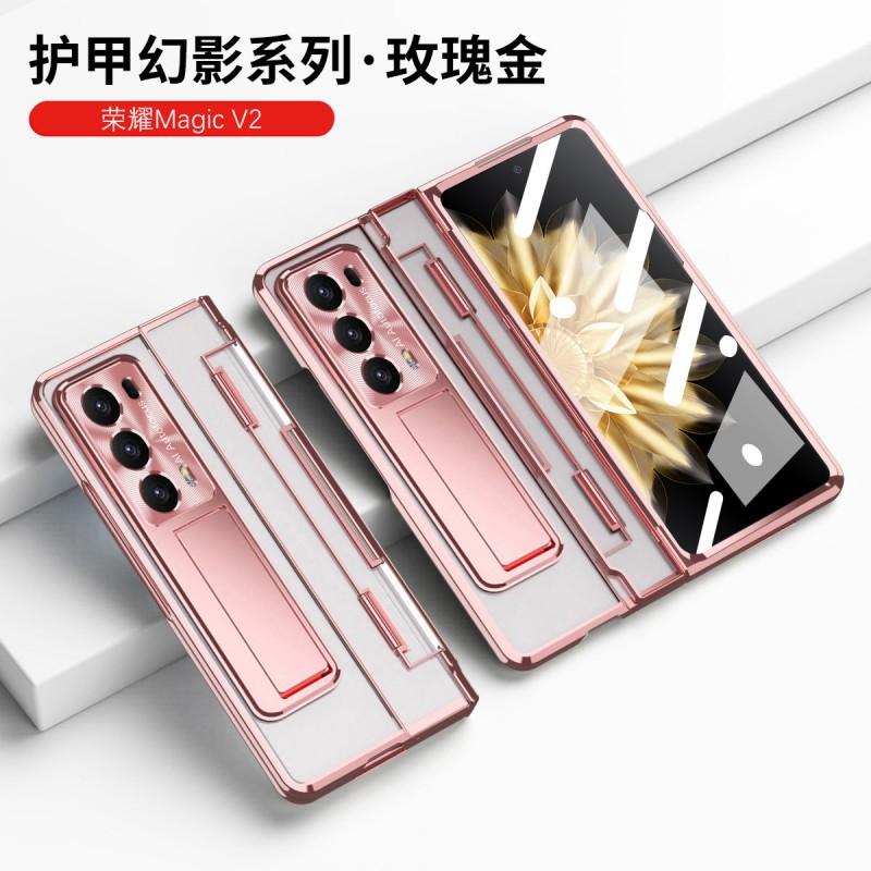 Full Coverage Foldable Phone Case Honor Magic V2 With Hinge Protection Pen Slot Stand Magnetic PC Shell Cover