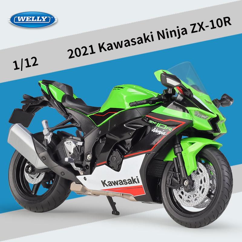 Масштаб 1/12 WELLY 2010 Kawasaki Ninja ZX-10R, модель мотоцикла из сплава, литье под давлением, металлические игрушечные транспортные средства, коллекция высокой имитации, детские подарки