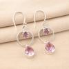 Natural Morganite Gemstone 925 Sterling Silver Jewelry Handcrafted Earrings 2.0" EE-140-2