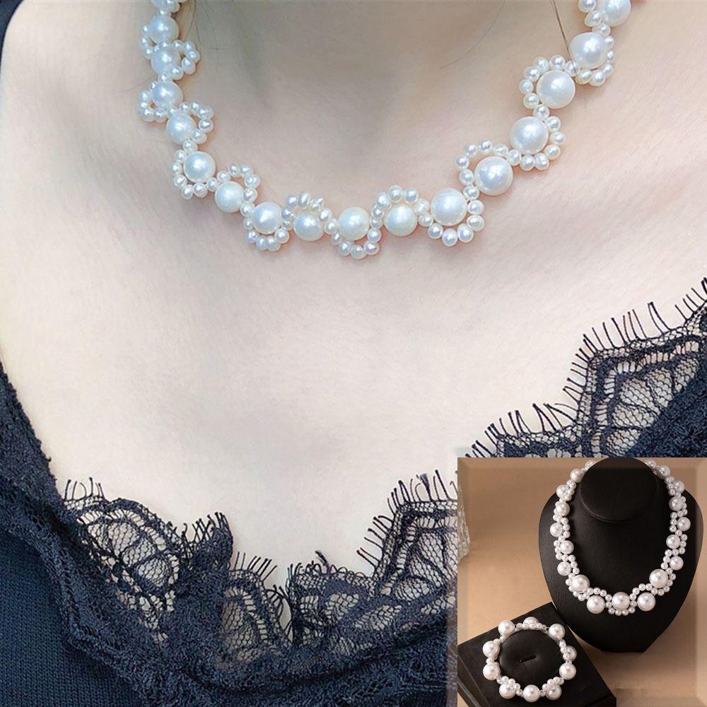 Комплект из жемчужного ожерелья и браслета класса люкс, ручной браслет, женский ювелирный набор, для вечеринки