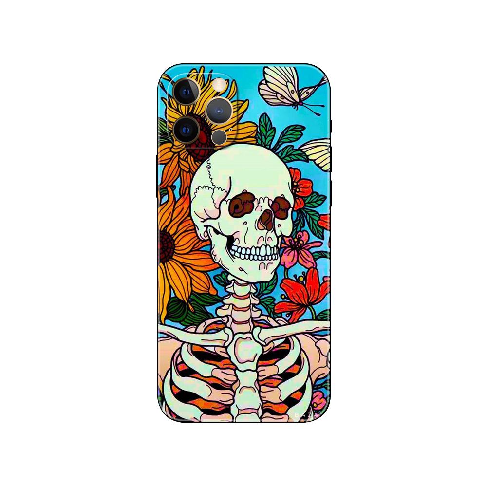 Модный чехол для телефона с изображением черепа для iPhone 5 5s 2020se 6 6s 7 8 plus x 10 XR XS 11 12 13 mini pro MAX, черная задняя крышка из ТПУ