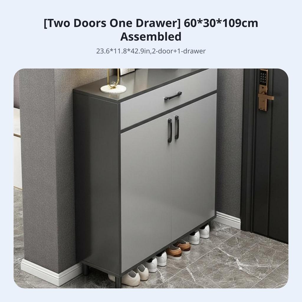 3-Door Entryway Sideboard with Drawers Modern Design Footwear Organizer Large Capacity Wide Countertop for Homeowners, Hallway