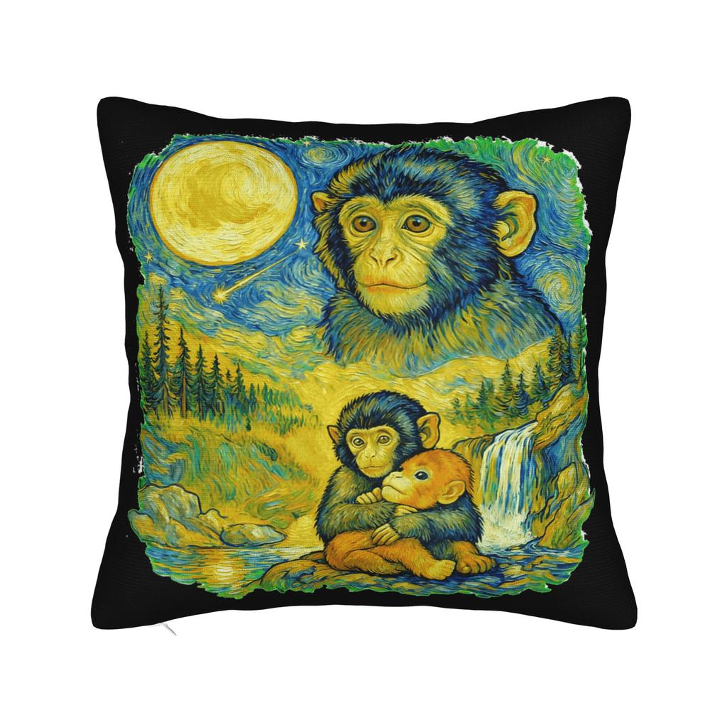 Retro Cute Monkey Punch Cute Monkey Baby Funny Animal Pillow Cover  Square Cushion Cover Pillow Case For Wedding Party Decor