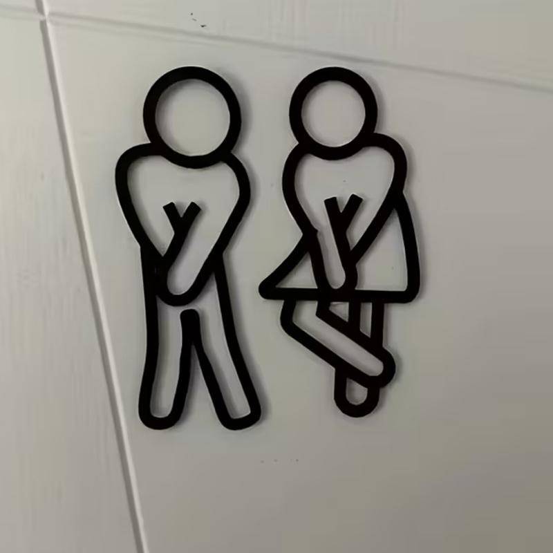 Hot  3D Printed Bathroom Door Sign Male & Female Restrooms Symbol Door Decor Restaurant Hotel Cafe Toilet Signage Wall Sticker