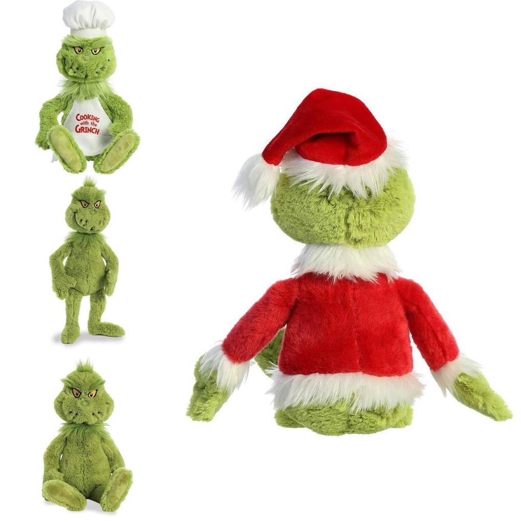 Cute Grinch Christmas Chef Dress Up Plush Toys Soft Adorable Stuffed Dolls