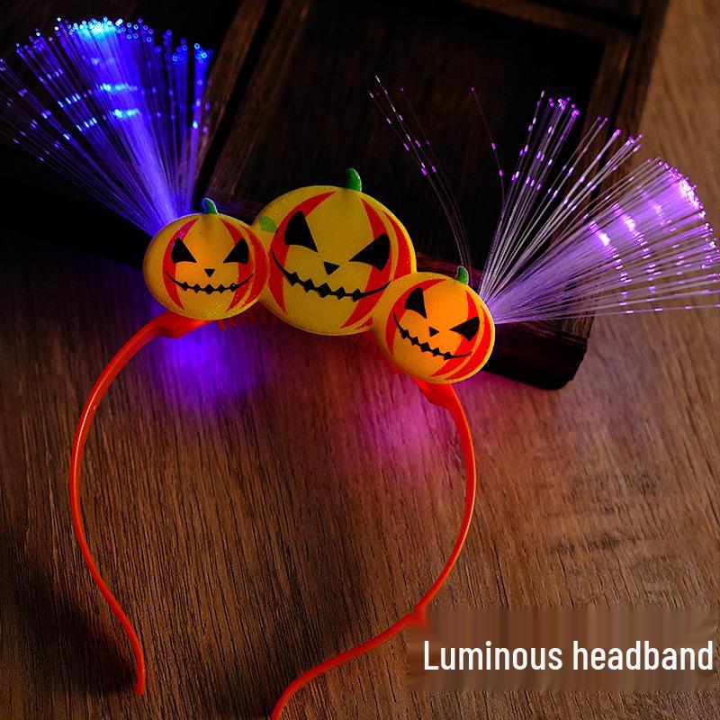 Luminous Halloween Pumpkin Devil Horn Headband for Concerts and Parties