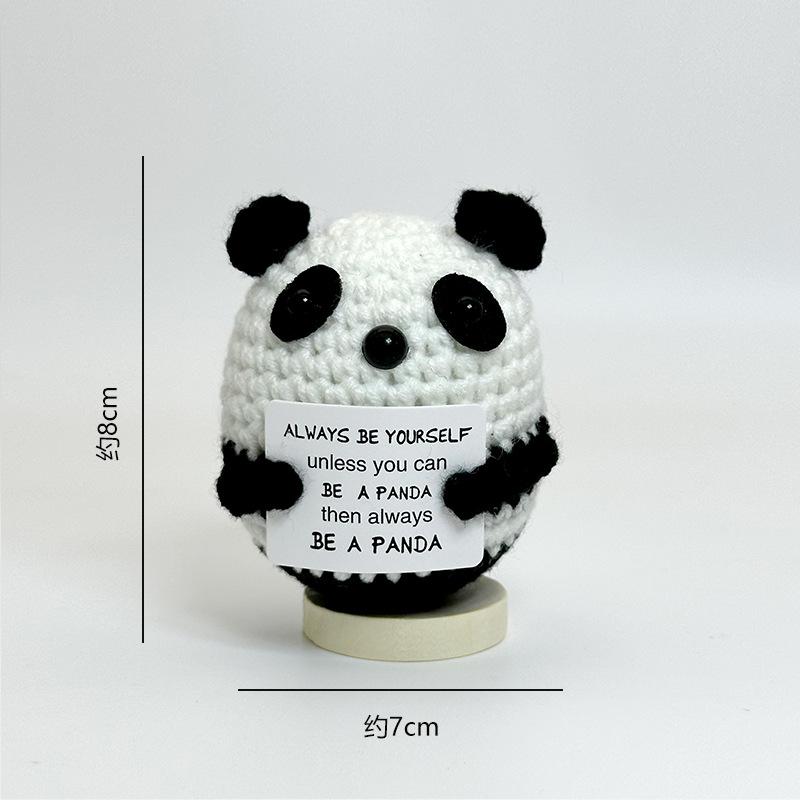 Funny Crochet Emotional Support Bear Doll With Card Desktop Ornament Handmade Knitted Pig Dolls Christmas Gifts Home Decoration