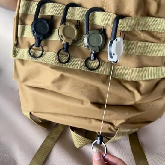 1/4 шт. выдвижной брелок с 60 см стальным шнуром, прочный карабин, катушка для бейджа, держатель удостоверения личности, выдвижной брелок для ключей с пряжкой для кемпинга и пешего туризма