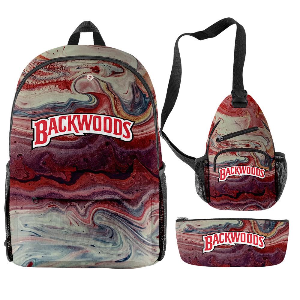 Backwoods Cigar 3D Цифровая Печать Модный Кампус Уличный Рюкзак Набор из Трех Предметов