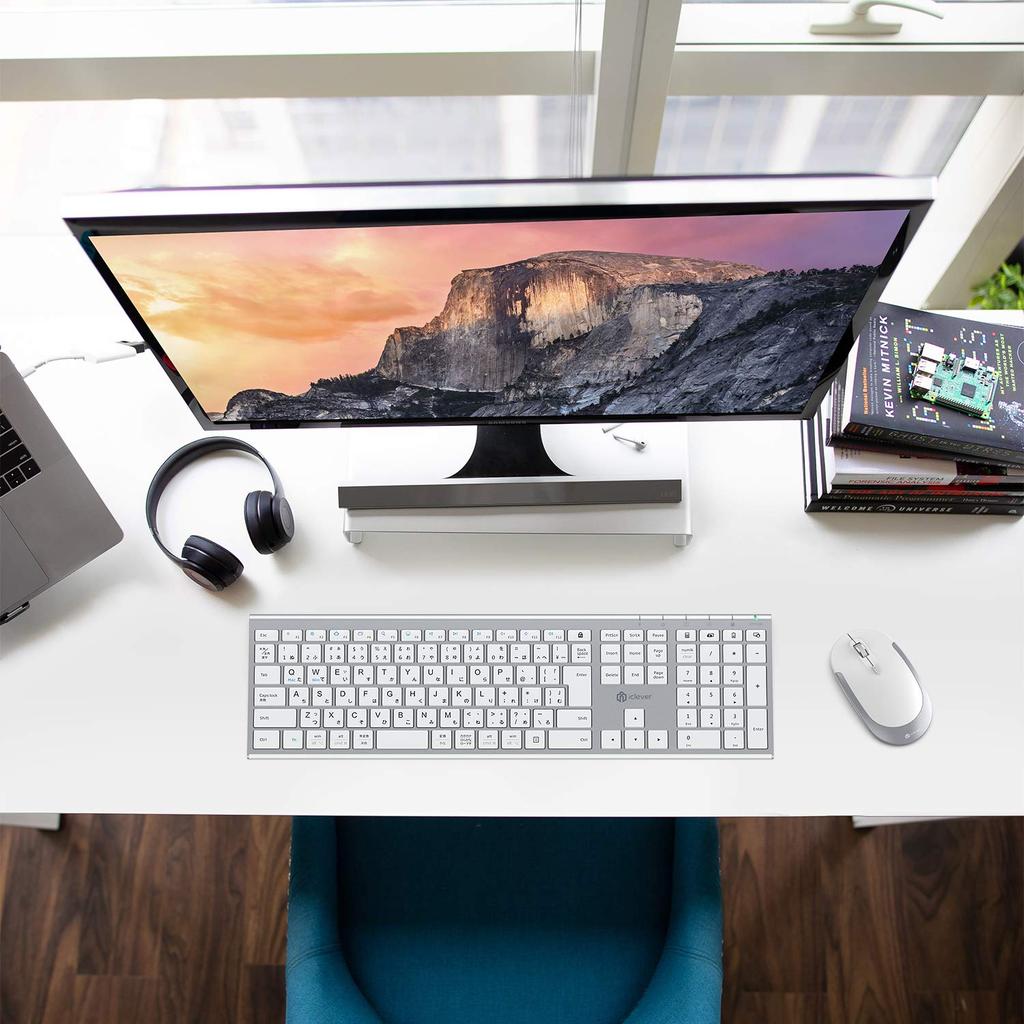 Беспроводная клавиатура iClever Keyboard Mouse Set с японской раскладкой JIS, тихая, ультратонкая, тип C, перезаряжаемая, полноразмерная, с цифровой клавиатурой, 3 уровня
