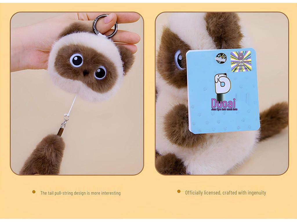 Adorable Cat Plush Keychain Pendant: Black, Calico, Siamese Varieties