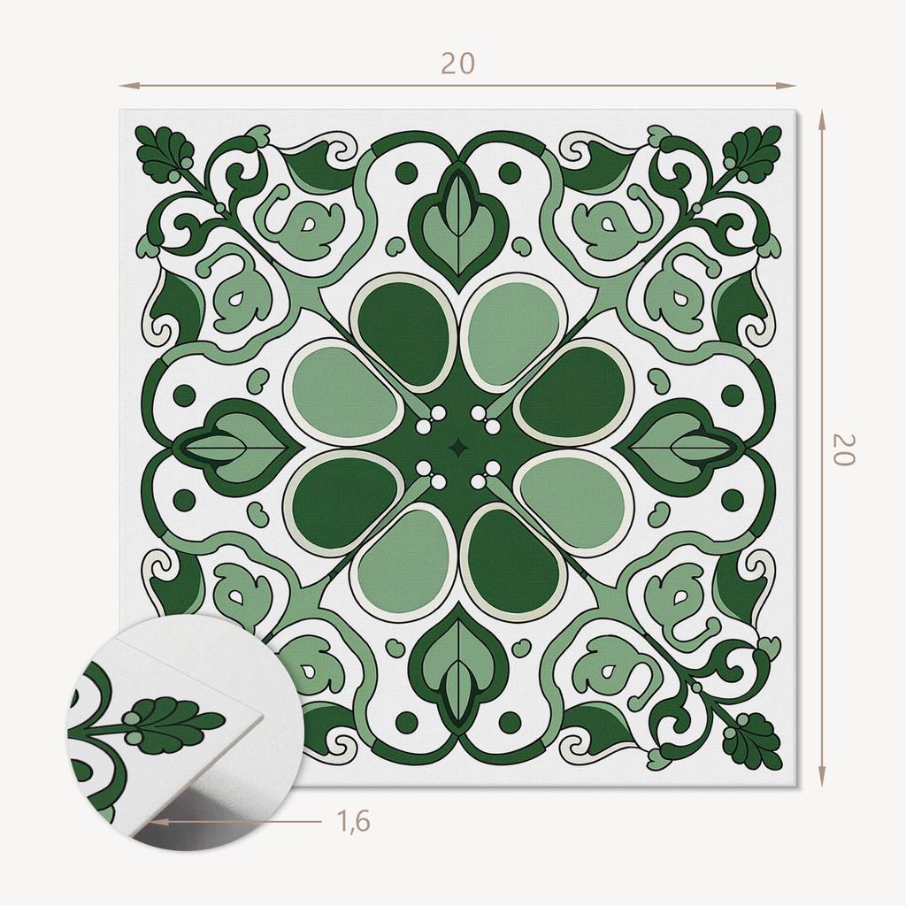Kafelki Z Nadrukiem Samoprzylepne Winylowe Wzór Roślinny Z Liśćmi 20X20X20 Cm