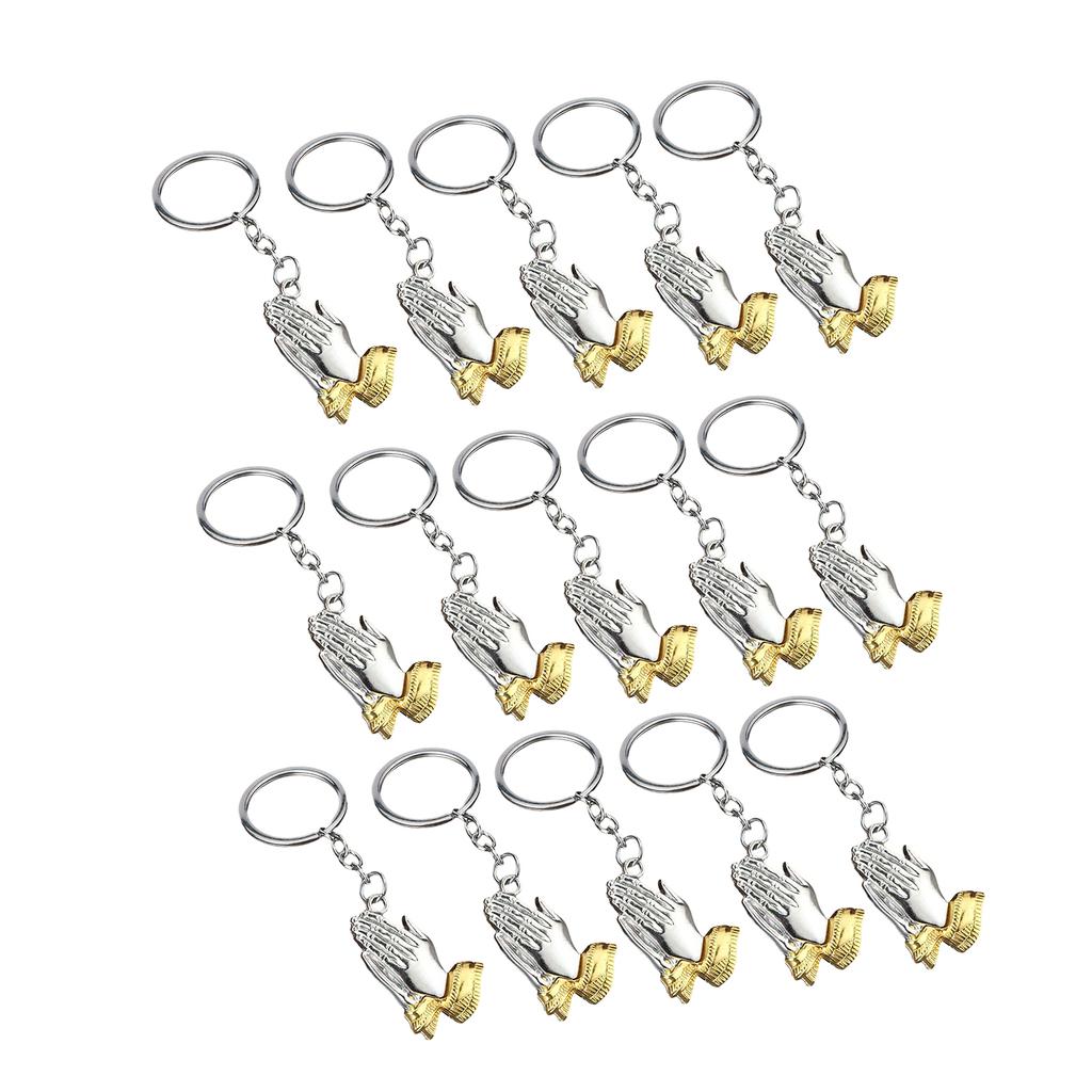 15pcs Elegant Praying Hands Pendant Keyring Ornamentation Perfect for Travelers Believers Seeking Spiritual Comfortable