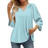 Women's Summer Casual 3/4 Sleeve T-Shirt Solid V Neck Pullover Top