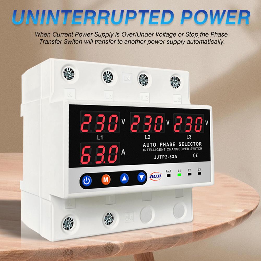 Multifunctional Microcontroller Based 3P Protector Digital Voltage Current Display Adjustable