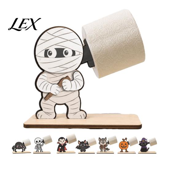 Werewolf Tabletop Decoration 2Pcs Halloween Paper Towel Holder, Cartoon Animal Roll Dispenser, Wooden Stable Wood Tissue Support Stand for Kitchen