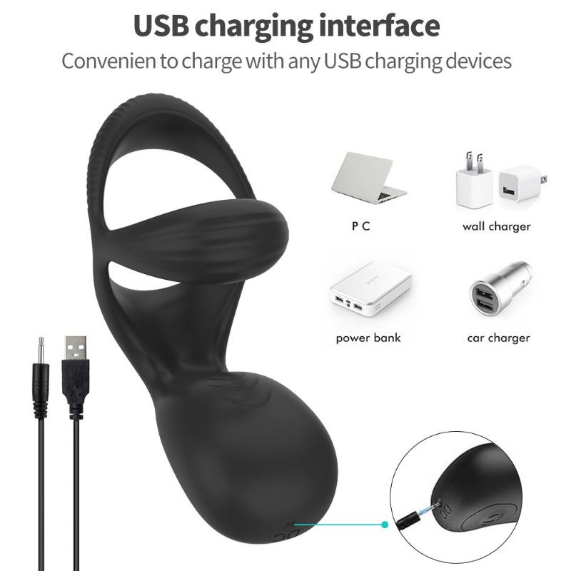 10-частотное вибрирующее силиконовое кольцо для пениса, мужские вибраторы простаты, массаж яичек, анальная пробка, клетка целомудрия для взрослых, секс-игрушки