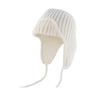 Women Knitting Hat Lace-up Solid Color Ear Protection Winter Elastic Hat Cold Weather Windproof Lei Feng Hat