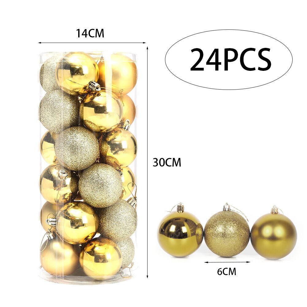 8 СМ 24 ШТ. Рождественские Подвесные Шаровые Украшения Небьющиеся Рождественские Елочные Украшения Комплект Рождественские Украшения Шары для Праздника Свадьбы Декор