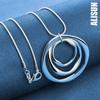 925 Sterling Silver Three Ring Circular Pendant Necklace Fashionable Wedding Jewelry