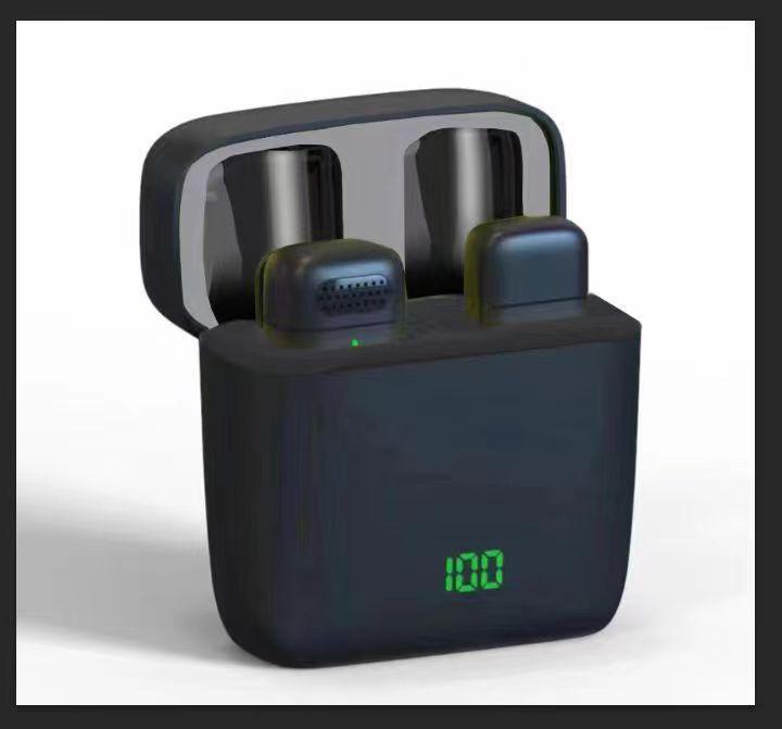 Беспроводной прикрепляемый микрофон с зарядным чехлом, индикатором заряда, высокой громкостью, потоковой передачей на мобильные устройства, короткими видео, шумоподавлением.