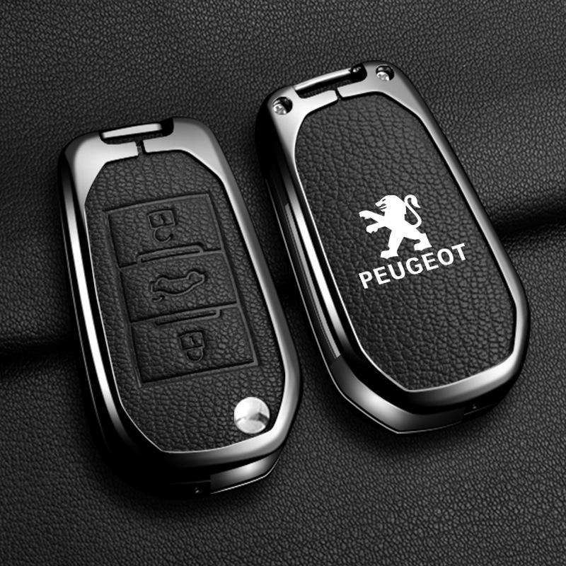 Высококачественный чехол для ключа автомобиля Peugeot 5008: Подходит для 308, 408, 508, 3008, 2008, 4008 с корпусом и пряжкой из сплава