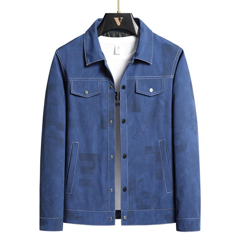 Autumn and Winter New All-print Lapel Jacket Men's Versatile Trendy Brand Jacket Hong Kong Style Top High-end Workwear Cardigan