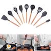 1 комплект силиконовых кухонных принадлежностей с деревянной ручкой для кемпинга, пешего туризма, альпинизма
