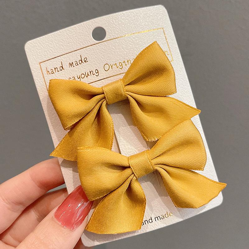 2Pcs/Pair Small 4cm Duckbill Hair Clips Satin Butterfly Bow Hair Bangs Hairgripes Women Girl Fashionable Hair Accessories