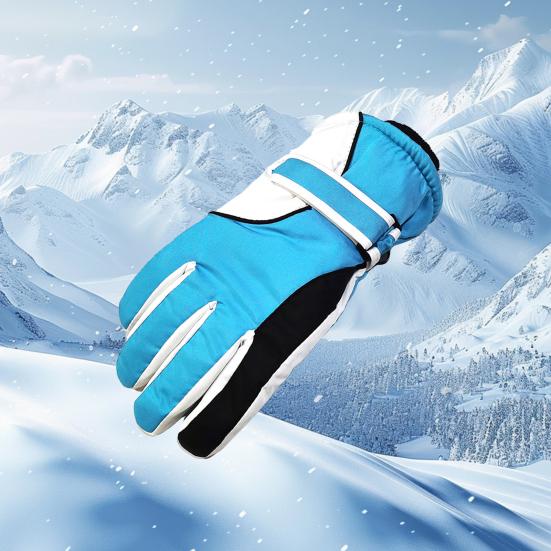 1 пара зимних лыжных перчаток с бархатной подкладкой, водонепроницаемые, унисекс, ветрозащитные, толстые, сохраняющие тепло, с нескользящей застежкой на запястье, перчатки для велоспорта и альпинизма