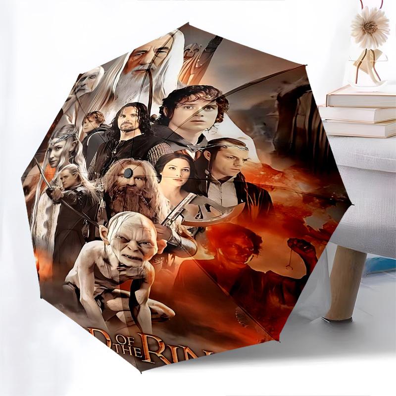 1pc Lord of the Rings Automatic Folding Umbrella - Compact 8-Rib Design, Durable Plastic & Iron1466L