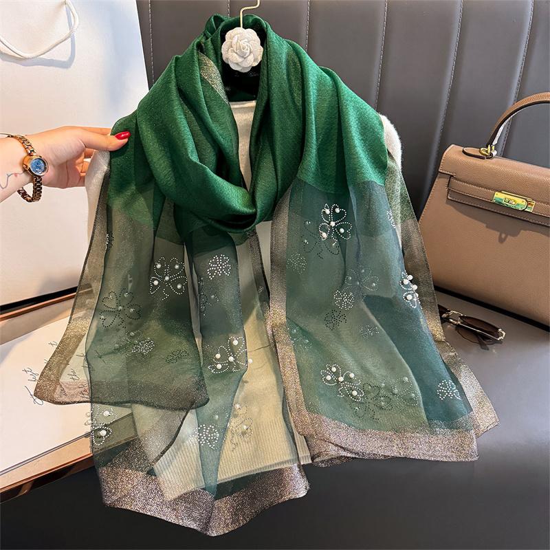 Роскошный блестящий кружевной шарф шелковый женский хиджаб мягкие шерстяные шали и палантины большой цветок тонкие шарфы фуляр женский буфанда новый