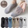 5 Pairs Hollow Out Mesh Invisible Man Socks Boat Ice Silk Non Slip Ankle Sock Slippers Cotton Bottom Summer Low Cut Socken