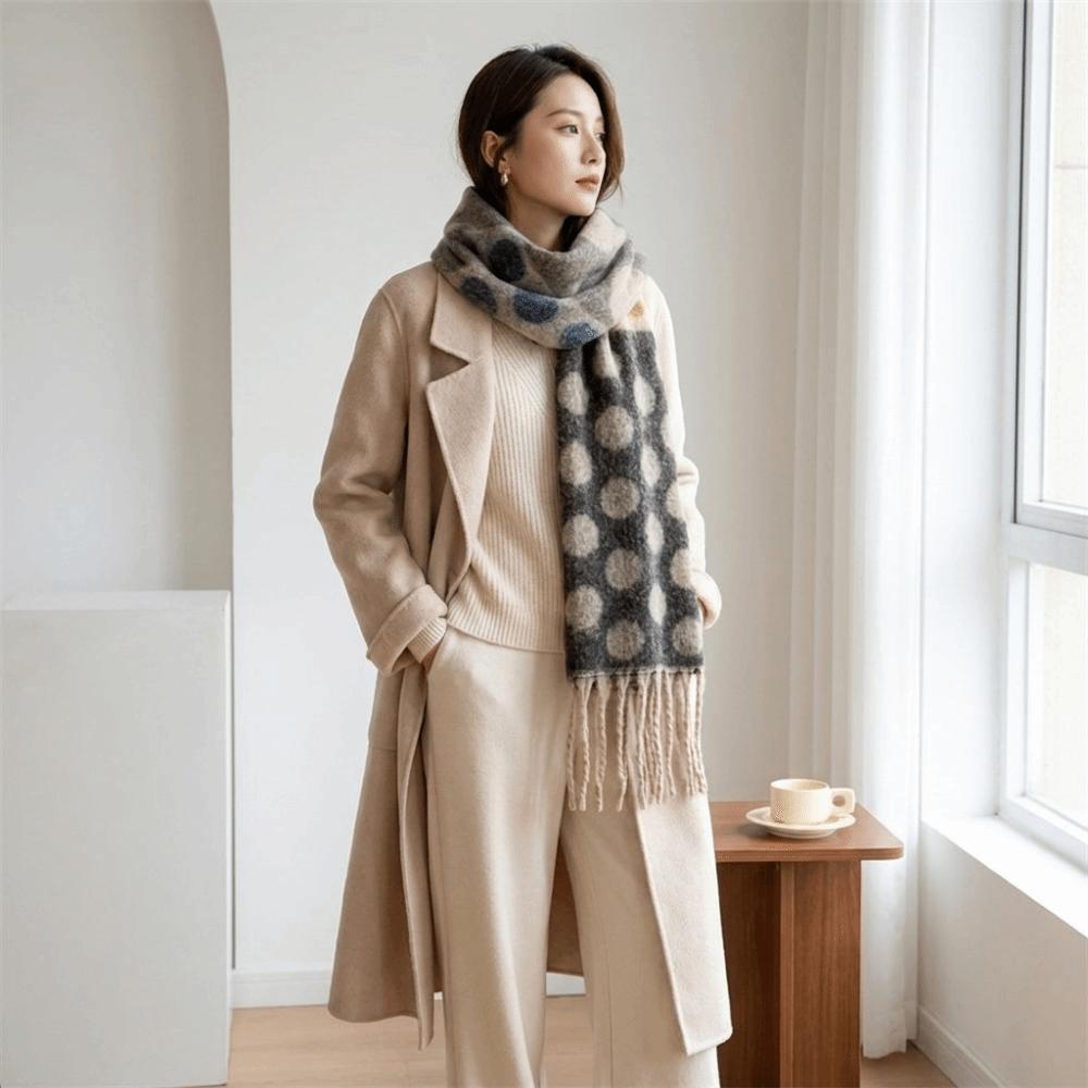 Thick Polka Dot Pattern Shawl Warm Fabric Blanket Scarf Faux Cashmere Scarf Fall Season