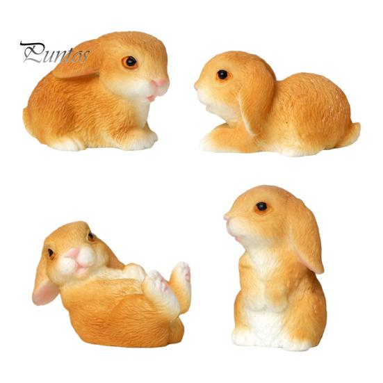 4 шт. Мини-статуэтки кроликов, миниатюрные фигурки кроликов из смолы, пасхальный декор, скульптуры кроликов для поделок своими руками, сад фей, весенний декор стола