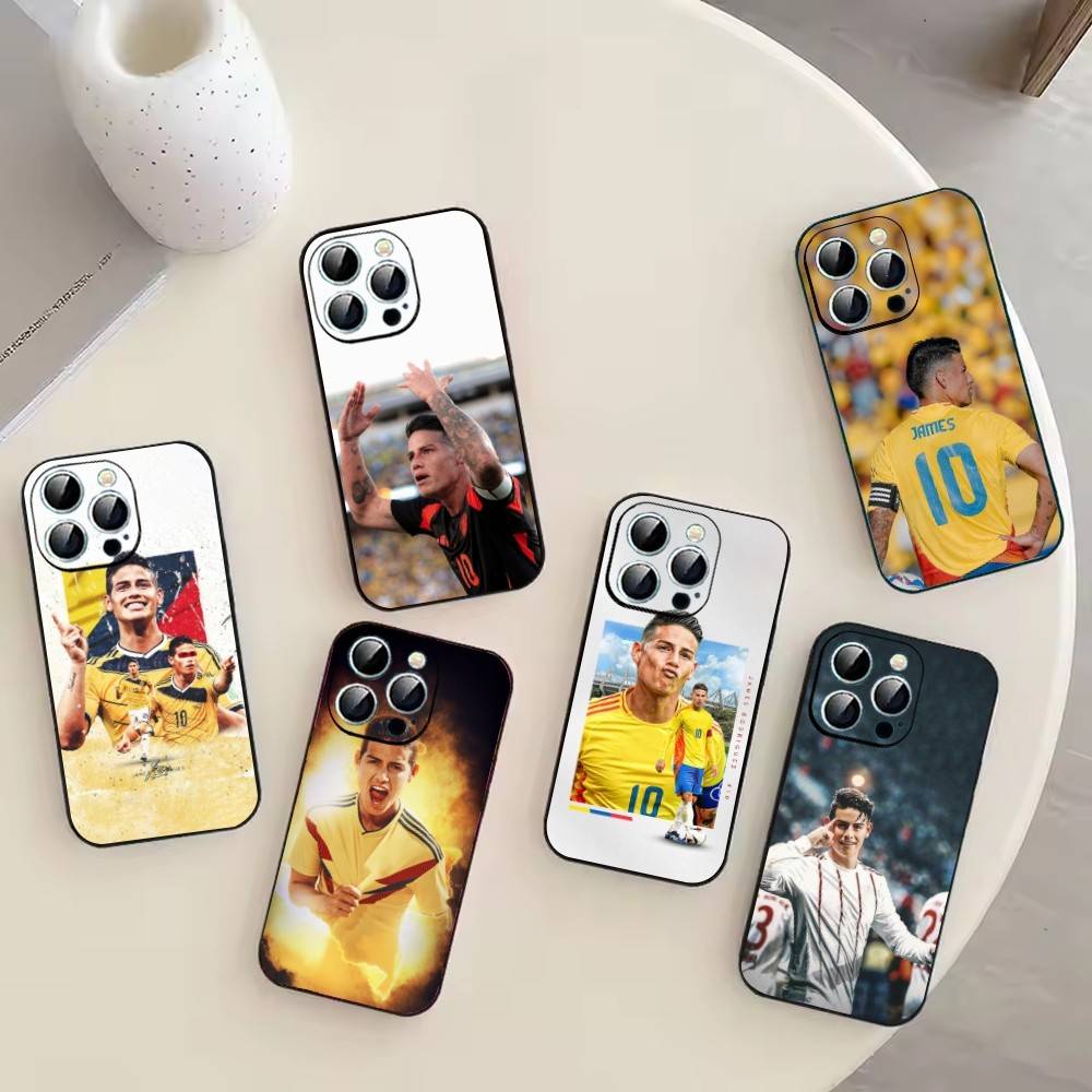 Football J-James Rodriguez Phone Case For iPhone 17,16,15,14,13,12,11 Plus,Pro Max,XS,Soft Silicone Black Cover