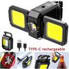 Мини-фонарик-брелок COB Work Light USB перезаряжаемая лампа со складными боковыми огнями на 90° Супер яркие портативные фонари