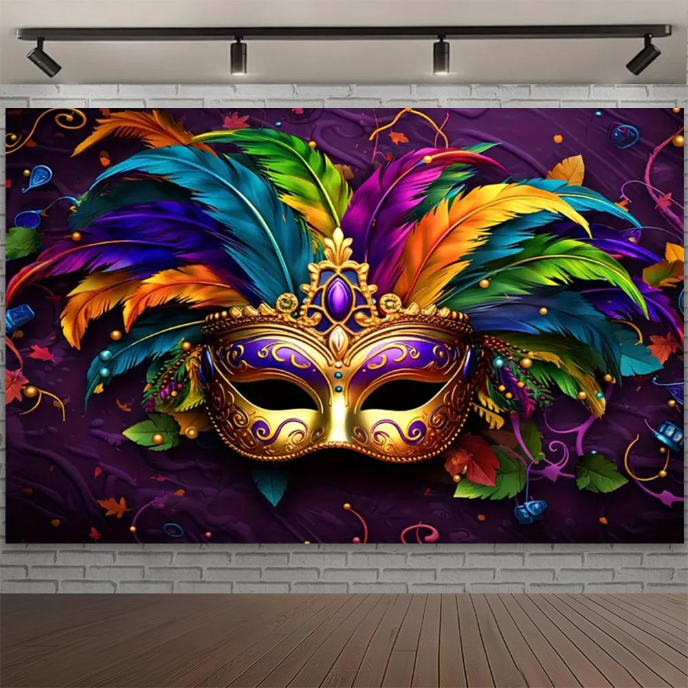 Carnival Mask Ball Theme Party Photography Background, Adult Birthday Party, Family Party Decoration Photography Backdrop Cloth