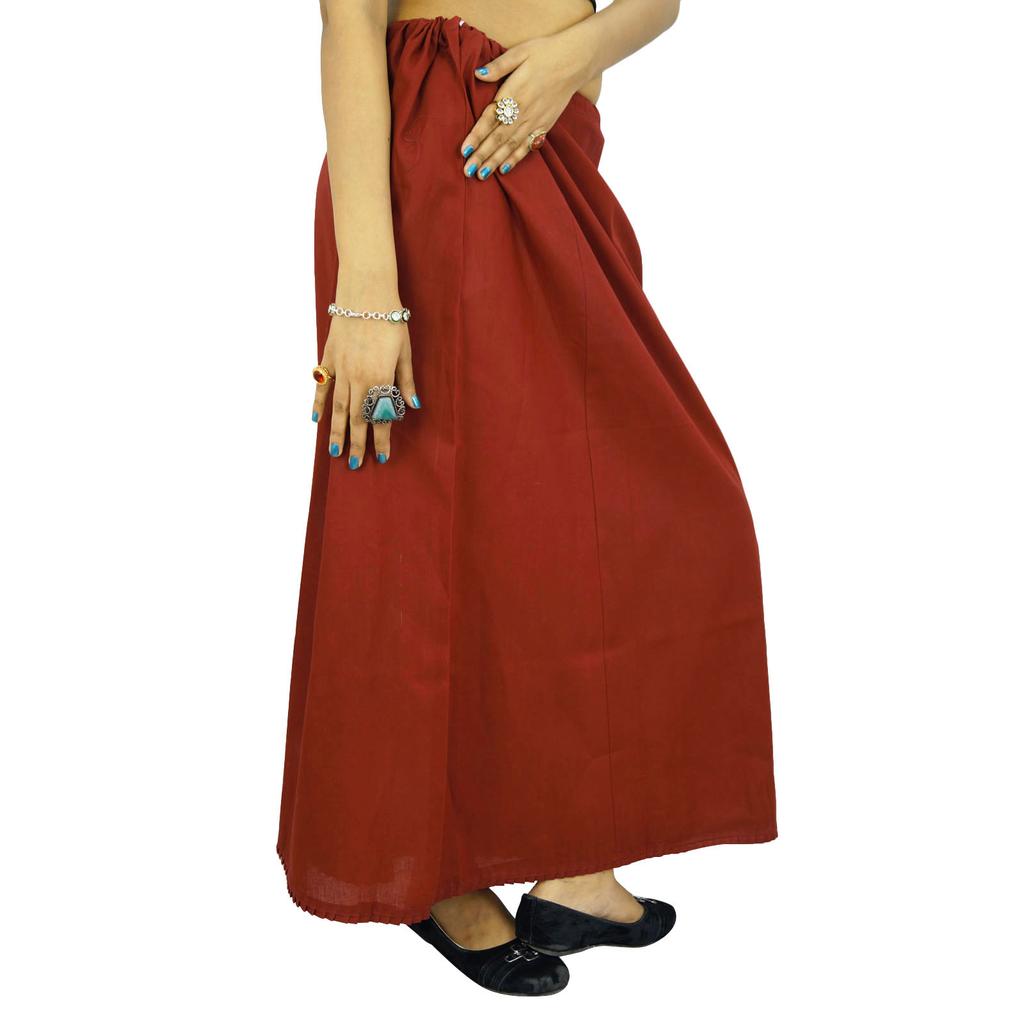 Индийские женщины носят хлопковую петтикот Болливуда твердую подкладку для сари