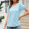 Женские модные повседневные однотонные футболки и топы с короткими рукавами и круглым вырезом с принтом