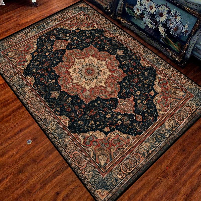 Retro Persian Entrance Door Mat European Style Distressed Home Decorations Carpets for Living Room Big Area Non-slip Bedroom Rug