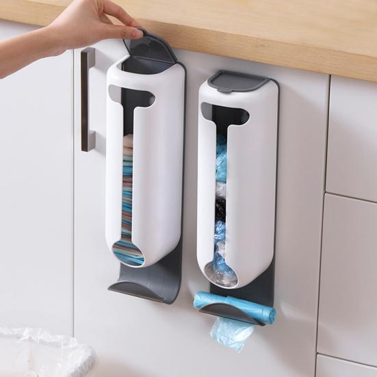 Настенное крепление Держатель для пластикового пакета Легкий доступ Без сверления Самоклеящиеся пакеты для продуктов Экономия Сумка для покупок Диспенсер Кухня Ванная комната Прихожая