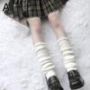 JK Lolita Harajuku Style Вязаные носки средней длины сложенные осенние белые длинные носки I1R9